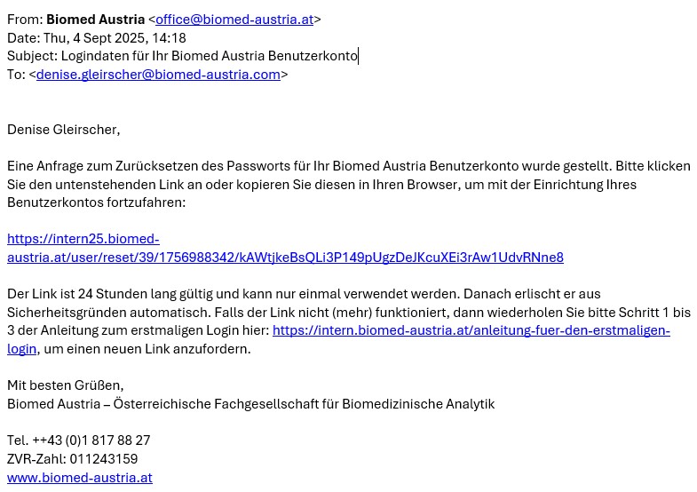 Mail Passwort zurücksetzen